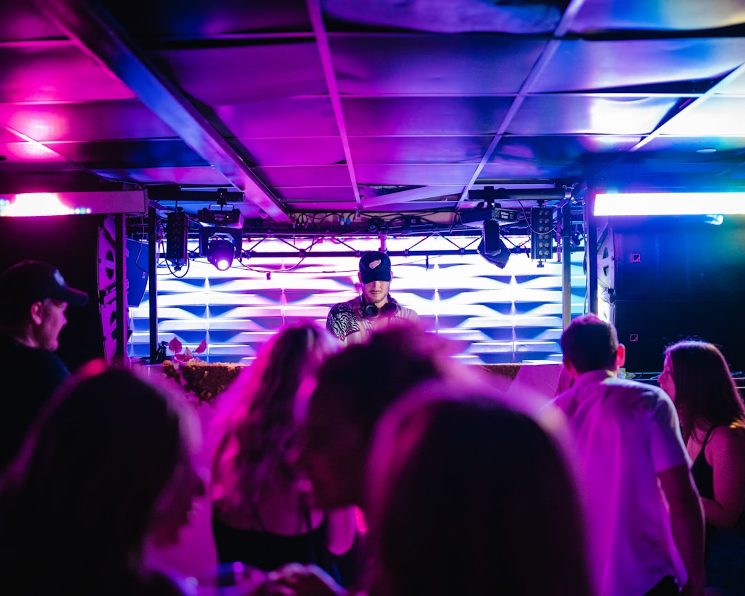 Corporate event setup with AV displays and lighting equipment