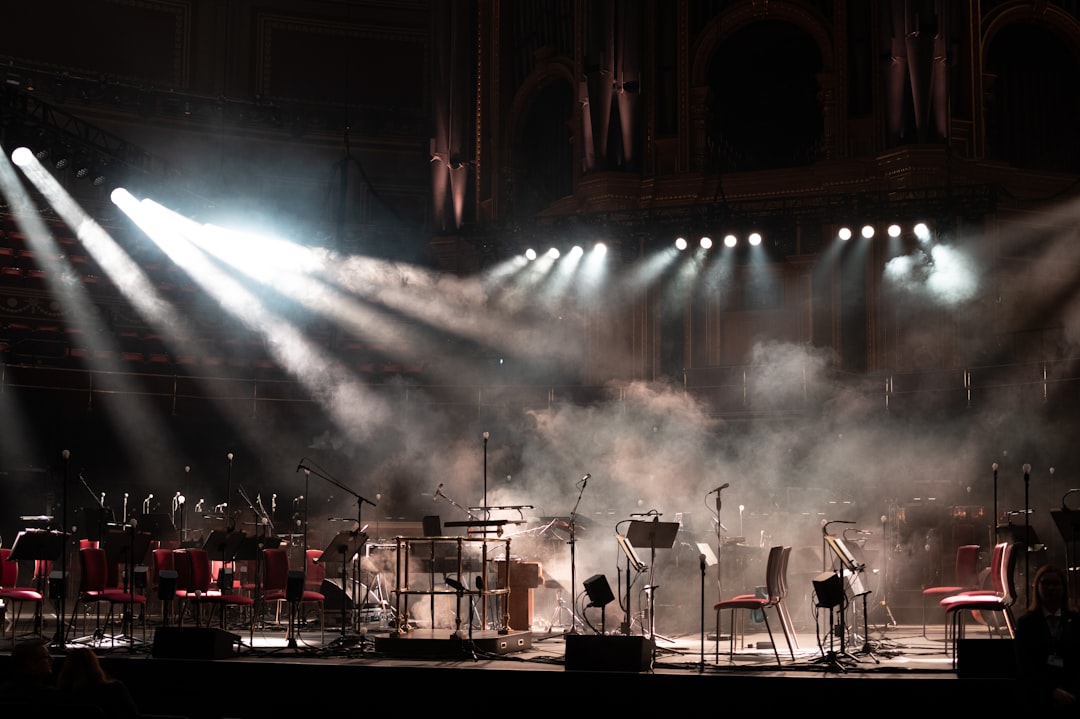Theatre stage lighting and production equipment setup
